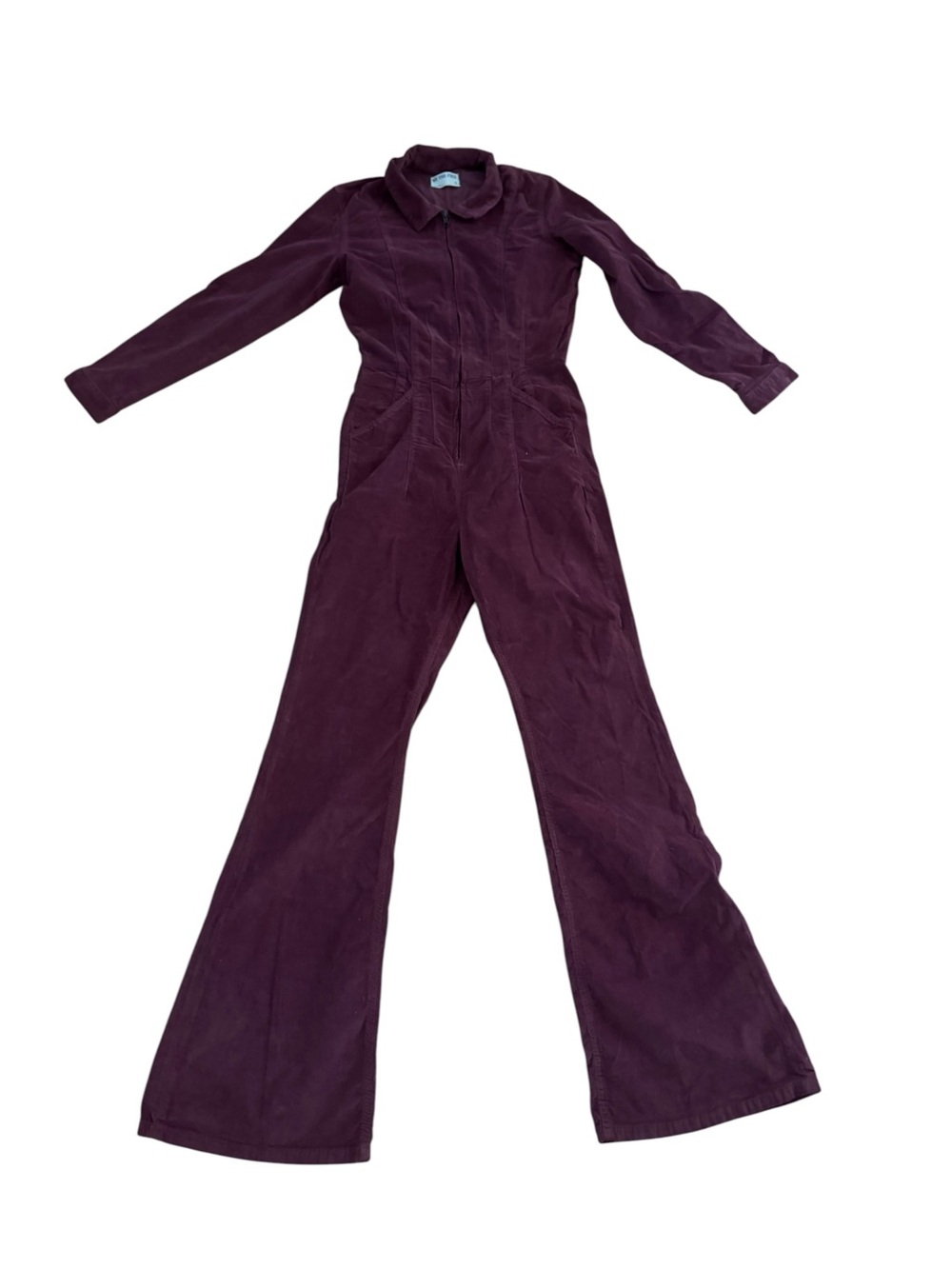 We The Free by Free People Corduroy Flare Jumpsuit Burgundy M - Picture 2 of 4